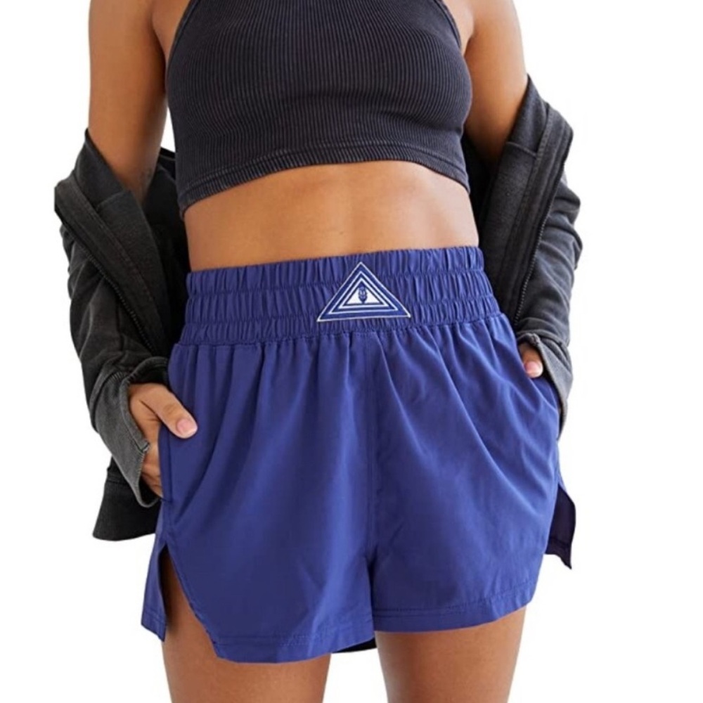 FP Movement Navy Elastic High Waist Shorts